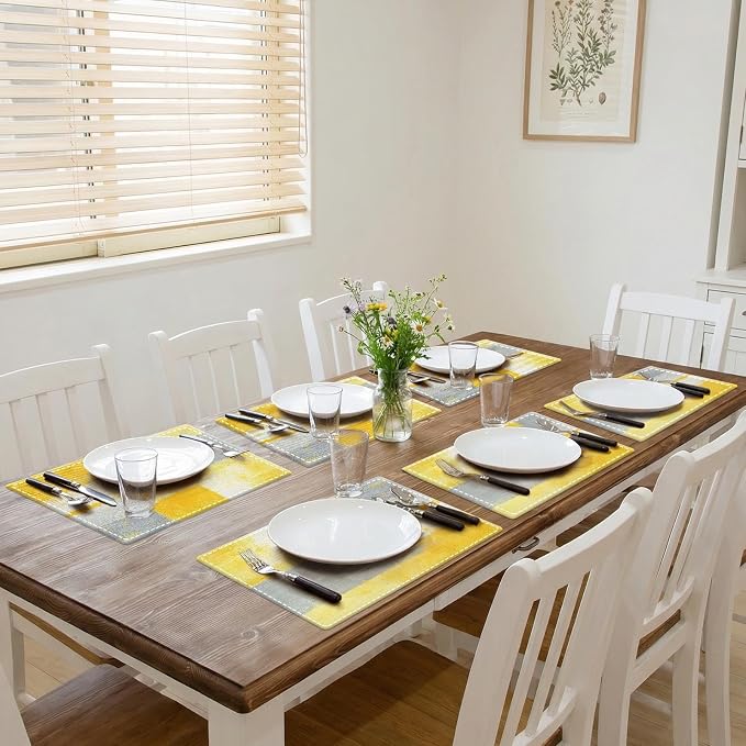 Emvency Farmhouse Placemats Set of 6, 12x18 Inch, Rustic Brown Neutral | - Image 5
