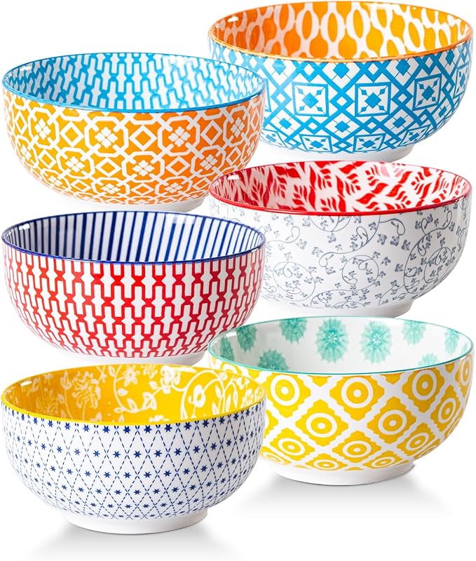 Ceramic Soup Bowls Set - 23 Oz Deep Cereal Bowl by Cerkik