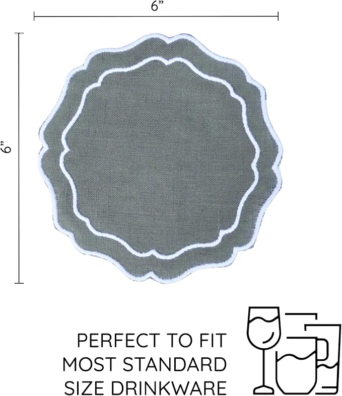 Linen Coasters for Drinks Set of 6, Fabric Coasters - Image 3