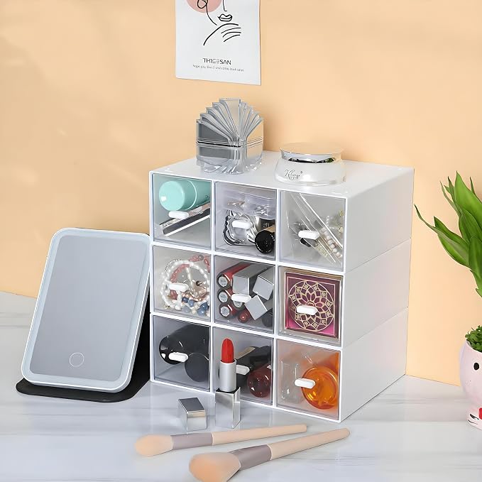 Desktop Organizer With 9 Drawers, Pencil Box, Stationary Organizer | 3 Tiers - Image 2