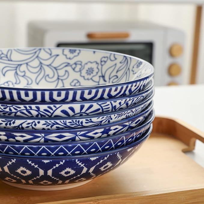 Selamica Porcelain 40oz Large Bowls 9 inch Big Pasta Salad Bowls, Microwave and - Image 7