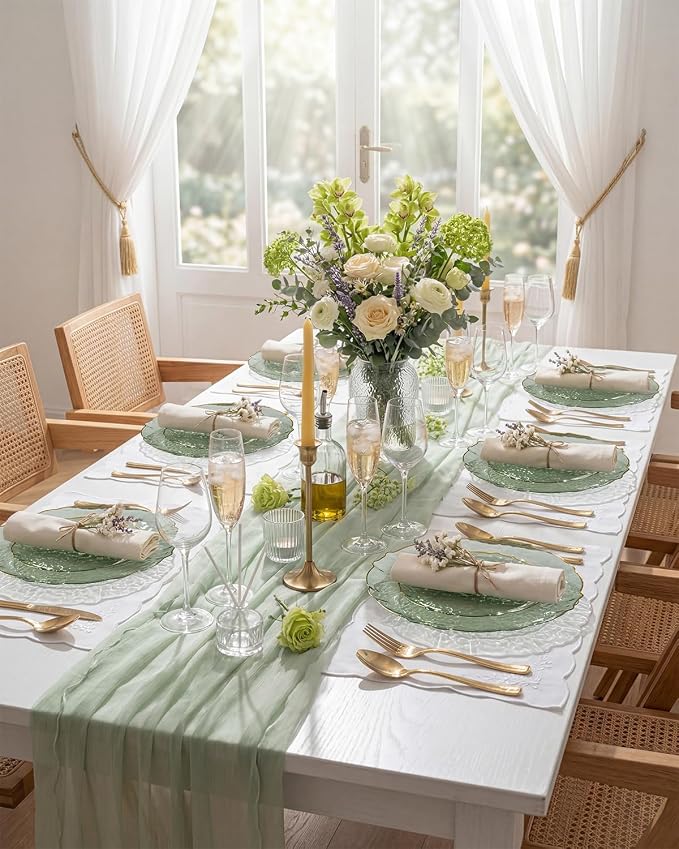 bUCLA 40PCS Sage Green Plastic Plates Disposable - Image 4