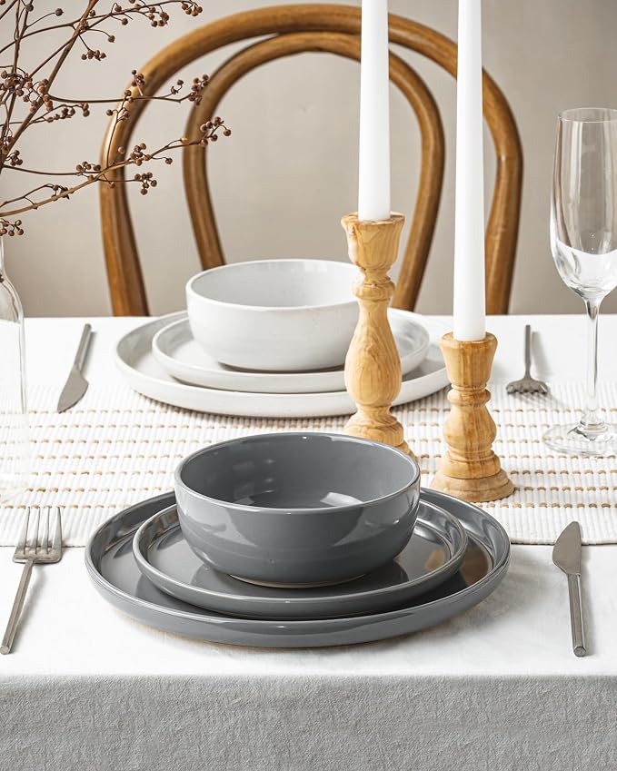 Famiware Milkyway 12-Piece Stoneware Dinnerware Set, Dishes Set - Image 3