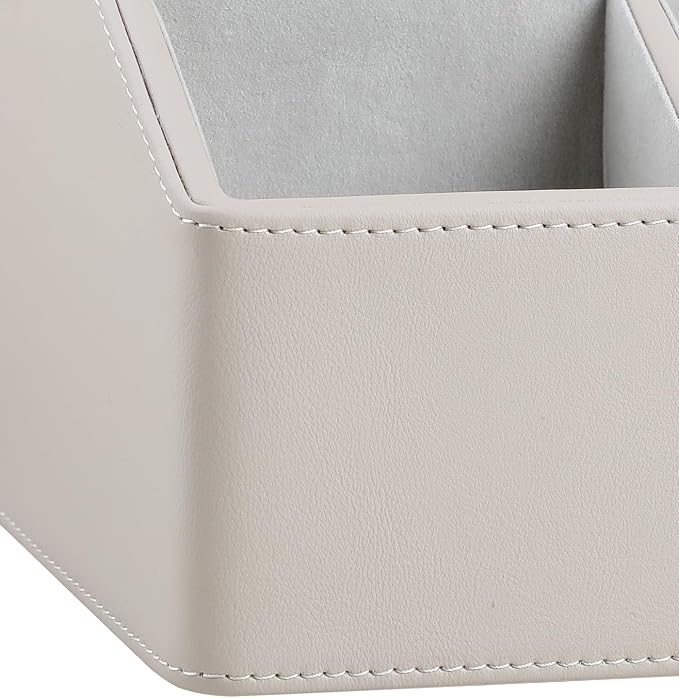 PU Leather Desk Organizer, Remote Control Holder, Dark Beige | Luxury - Image 7