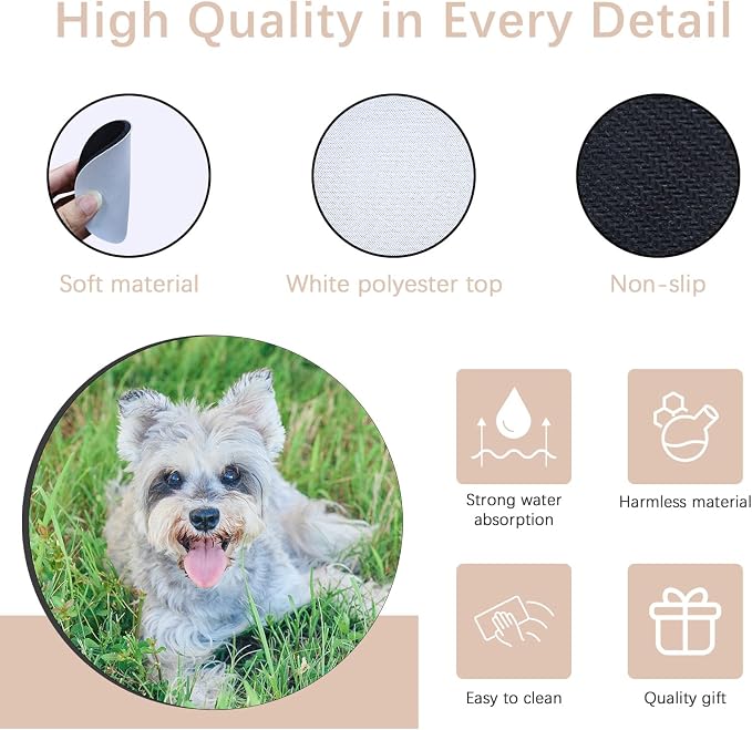 50 PCS Sublimation Coasters Blanks Bulk, 4x4 Inch Round Blank Cup Mat Rubber - Image 3