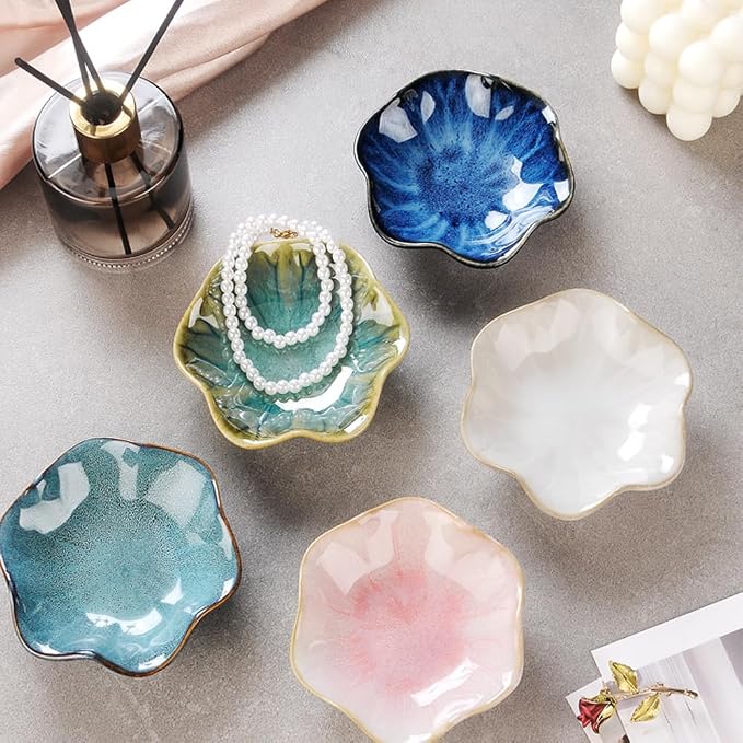 JAMEND CLXP 2PCS Ring Holder Dish, Small Key Bowl, Ceramic Trinket Tray Jewelry - Image 4