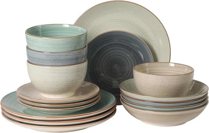 Gibson Home Stonebury 16 Piece Plates and Bowls Assorted Color Dishes by GibsonHomewares
