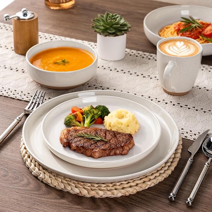 AmorArc Dinnerware Sets for 6, 18 Pieces Ceramic Plates and Bowls Set | Scratch - Image 5