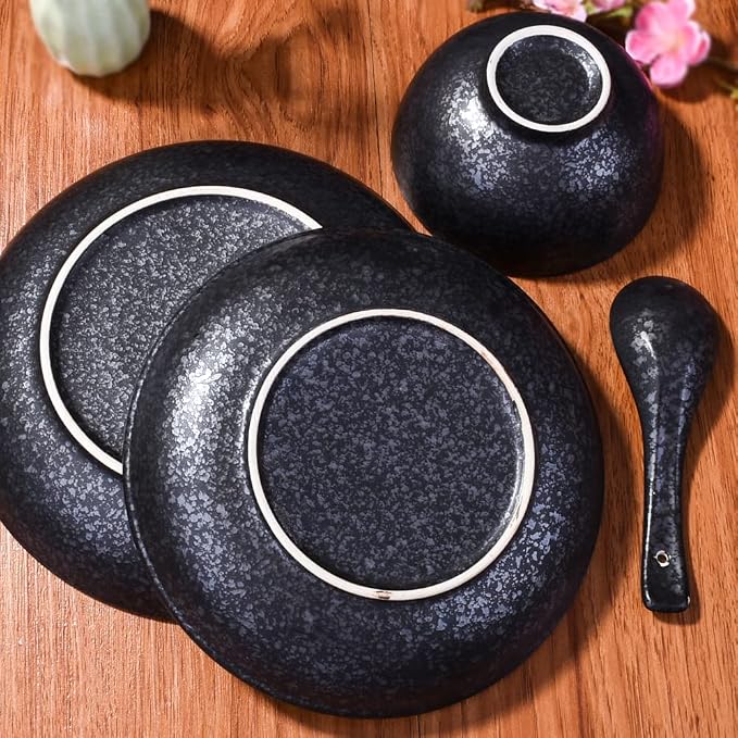 4-Piece Ceramic Dinnerware Set, Japanese Hand-painted Tableware set, A Good - Image 3