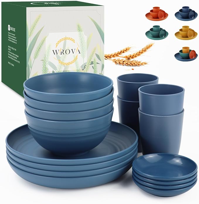 Wheat straw plates and bowls sets of 16 by WROVA