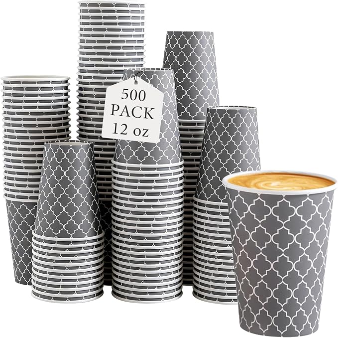 Lamosi Coffee Cups 12 oz 500 Pack, Disposable Paper Coffee Cups, Hot Cups | by BuyNow