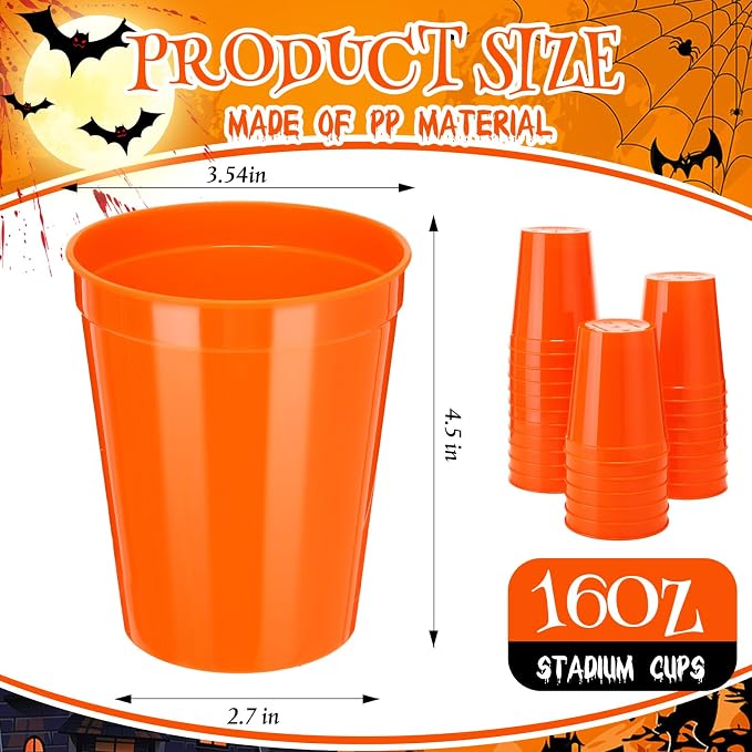 Yungyan 12 Pack 16 oz Stadium Cups Reusable Plastic Cups Blank Drink Stadium - Image 2