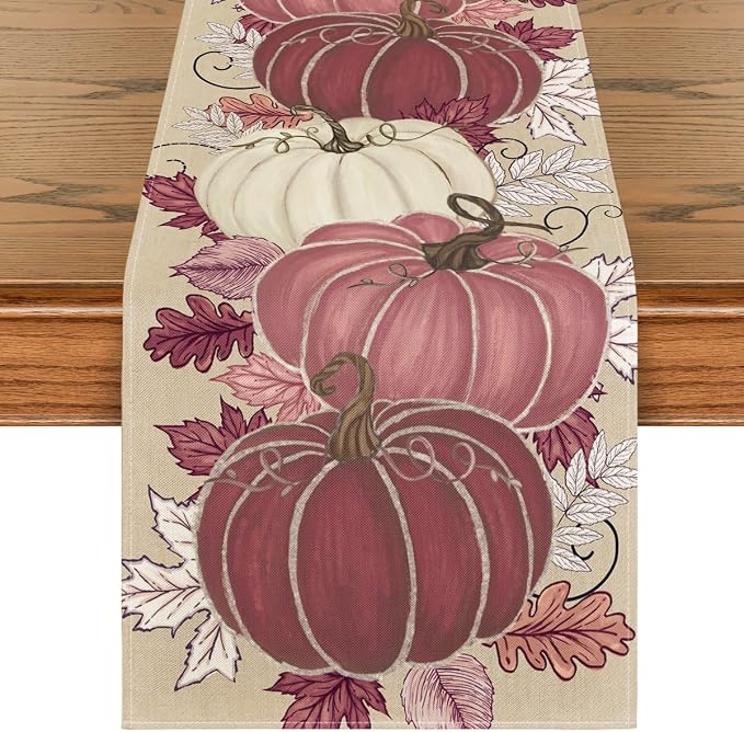 Artoid Mode 210 GSM Fall Table Runner 13x72 Inch Home Party Decor | Pink by ArtoidMode