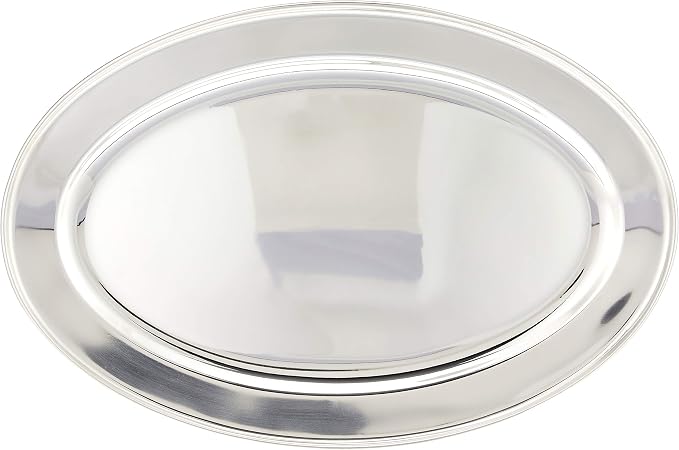 Winco 18" x 11 1/2" Oval Stainless Steel Platter | Restaurant service, Desserts by Winco