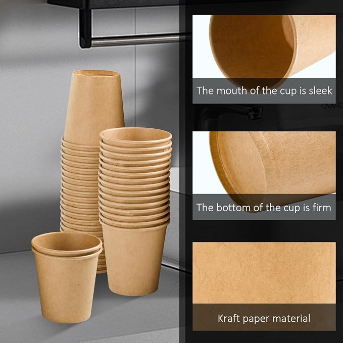 Clawsoff 300 Pack 3 oz Paper Cups Disposable Kraft Small Bathroom Cups | Hot or - Image 3