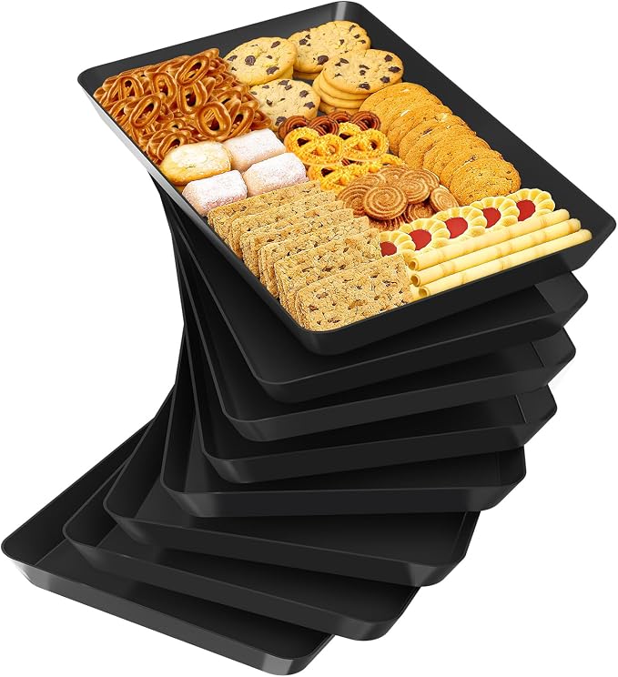 SpaceTrove 8-Pack Serving Tray Set, Reusable Plastic Serving Platter by Unknown