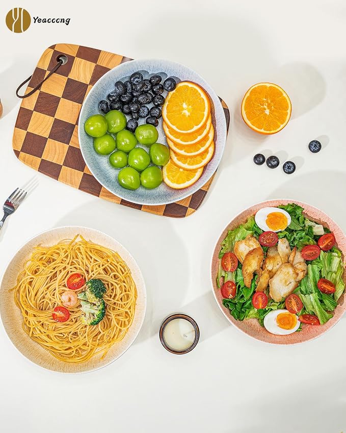 Yeacccng Pasta Bowls Set of 6, 8.7 Inch 39 Oz Colorful Reactive Glaze Ceramic - Image 6