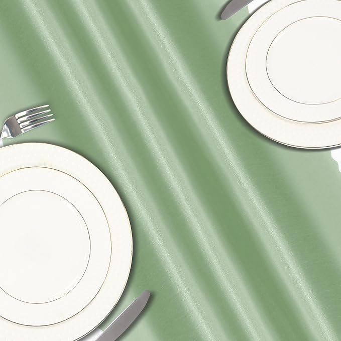 VACVELT Sage Green Satin Table Runners, 12x72 Inch, 2 Pack, Scalloped Edge | - Image 5