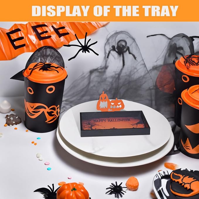Krismax Halloween Decorations Decorative Serving Trays and Platters Pumpkin Tray - Image 4