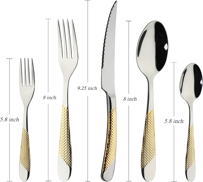 40-Piece Gold Silverware Set Stainless Steel Flatware Set Cutlery Set | Service - Image 2