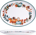 Fall Pumpkin Melamine Oval Serving Platters, 2 Pack 14" Party Trays | by molidiki