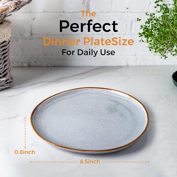 AmorArc Ceramic Plates Set of 6, 8.5 Inch Stoneware Small Dinner Plates Set | - Image 2