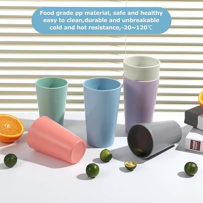 HEYCOME 24 Pcs Unbreakable Plastic Cups Set, Stackable Water Tumblers, Drinking - Image 4