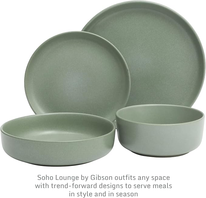 Gibson Elite Pasco 16 Piece Plates and Bowls Double Bowl Reactive Glaze Dishes - Image 3