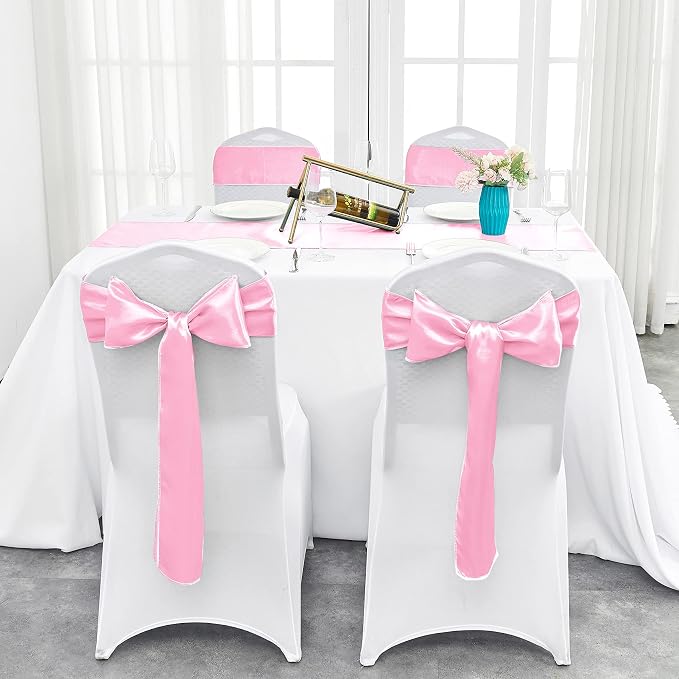 4-Pack Pink Satin Table Runner 12 x 108 Inch Long Bright and Smooth Silk Fabric - Image 8