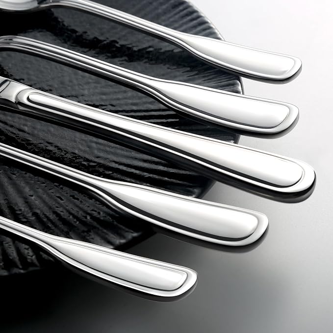 Silverware Set for 6, 30 Piece Boston Style Stainless Steel Flatware Set | - Image 2