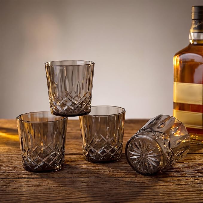 Yungyan 12 Pcs Plastic Clear Whiskey Glasses, 10 oz Unbreakable Reusable Old - Image 8