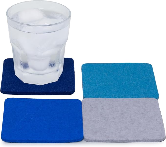 Graf Lantz - Bierfilzl Merino Wool Square Coasters Set of 4 - Sapphire - by GrafLantz