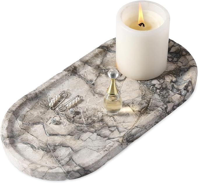 Turkish Natural Travertine Tray, Catchall Tray by Koville