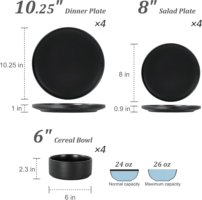 12 Piece Ceramic Plates and Bowls Sets - Image 3
