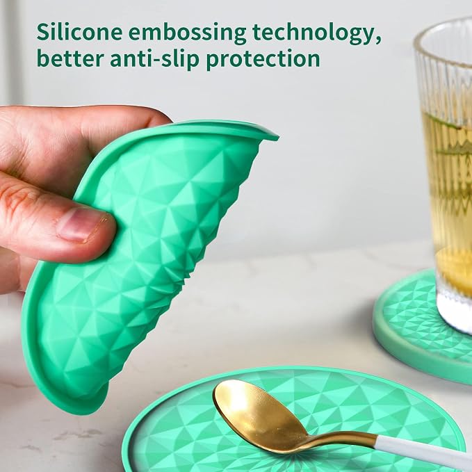 Coasters with Holders Drink Silicone Coasters, Table Cup Mat, - Image 3