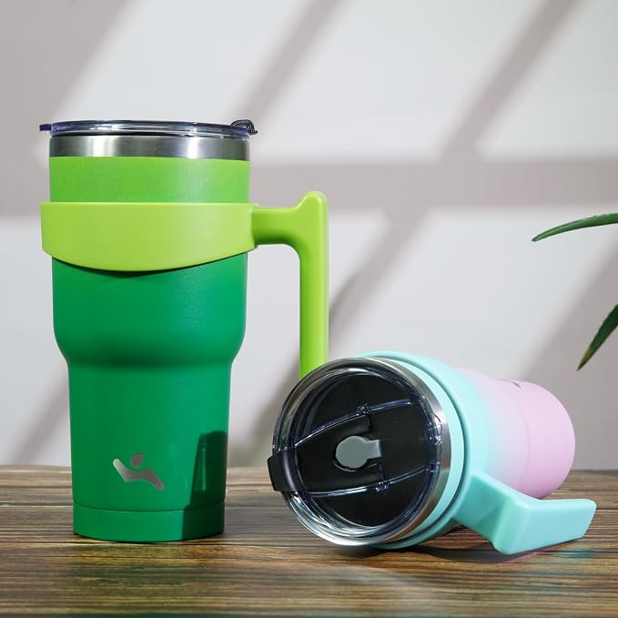 Konokyo 40 oz Tumbler with Handle and Straw, Insulated Travel Mug | Matcha - Image 7