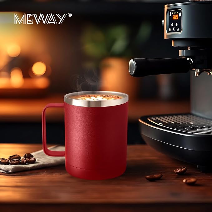 MEWAY 12oz Coffee Mug With Handle 4 Pack Bulk, Stainless Steel Insulated Travel - Image 8