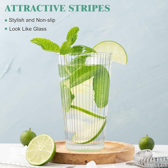 Topsky 20-ounce Plastic Water Tumblers | Set of 4 Transparent Unbreakable - Image 2
