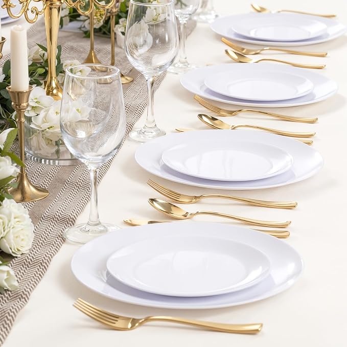 PULOTE 200 Pieces White Plastic Plates Disposable - Image 6