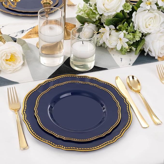 60pcs Blue Plastic Plates - Image 6