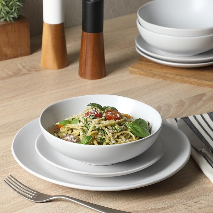Gibson Home Bethel 18 Piece Plates and Bowls Ceramic Stoneware Organic Shape - Image 4