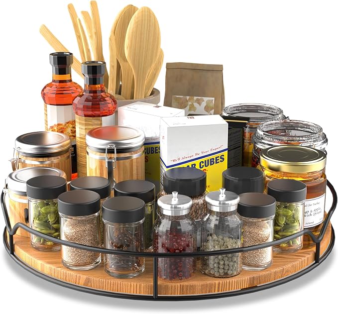 Lazy Susan Turntable Organizer for Cabinet Pantry Kitchen Countertop by AXTEE