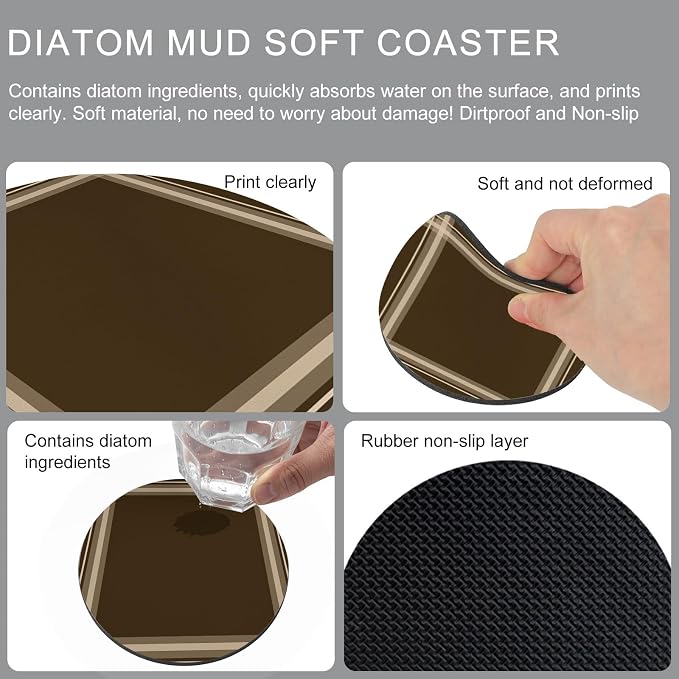 Dark Brown Coasters Set of 4 Absorbent Coasters - Image 5