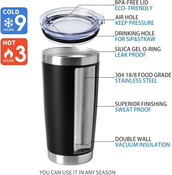 HASLE OUTFITTERS 20oz Stainless Steel Tumblers Bulk, Insulated Travel Cup - Image 4