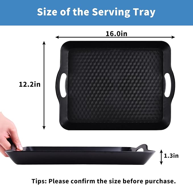 Plastic Tray with Handles, 2 Pack Multi-Purpose Rectangular Non Slip Restaurant - Image 3