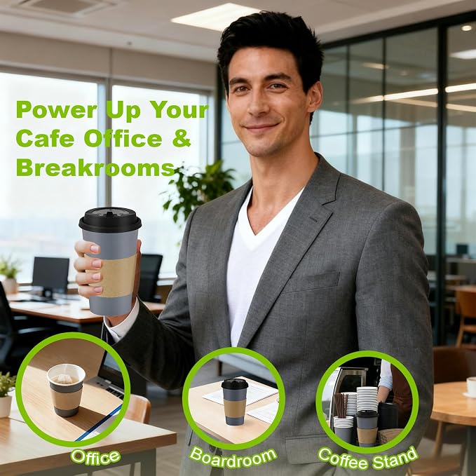 100 Pack 16 oz Disposable Coffee Cups - Image 7