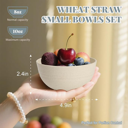 10 OZ Dessert Bowls Wheat Straw Small Bowls Reusable Kids Bowl Mini Bowl - Image 2