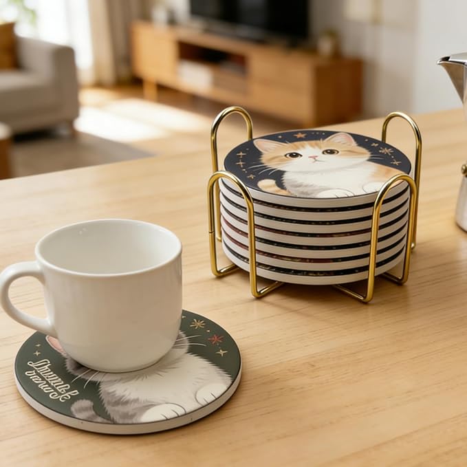 Coaster Holder 4.3 Inch Gold Iron Metal Holder Storage Caddy - Image 5