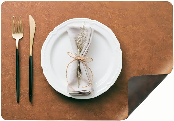 Placemats Set of 12, DOLOPL Reversible Dual-Color Faux Leather Place Mats by DOLOPLOfficial