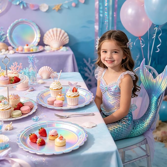 NatNarr 30 Pack Iridescent Plates, Unicorn Birthday, Oil-and Water-Resistant - Image 5